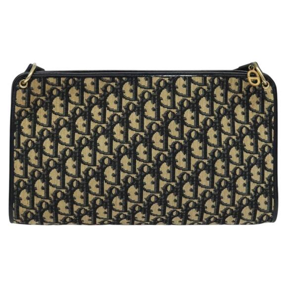 DIOR Trotter Canvas Shoulder Bag Navy Gold - Picture 3 of 12